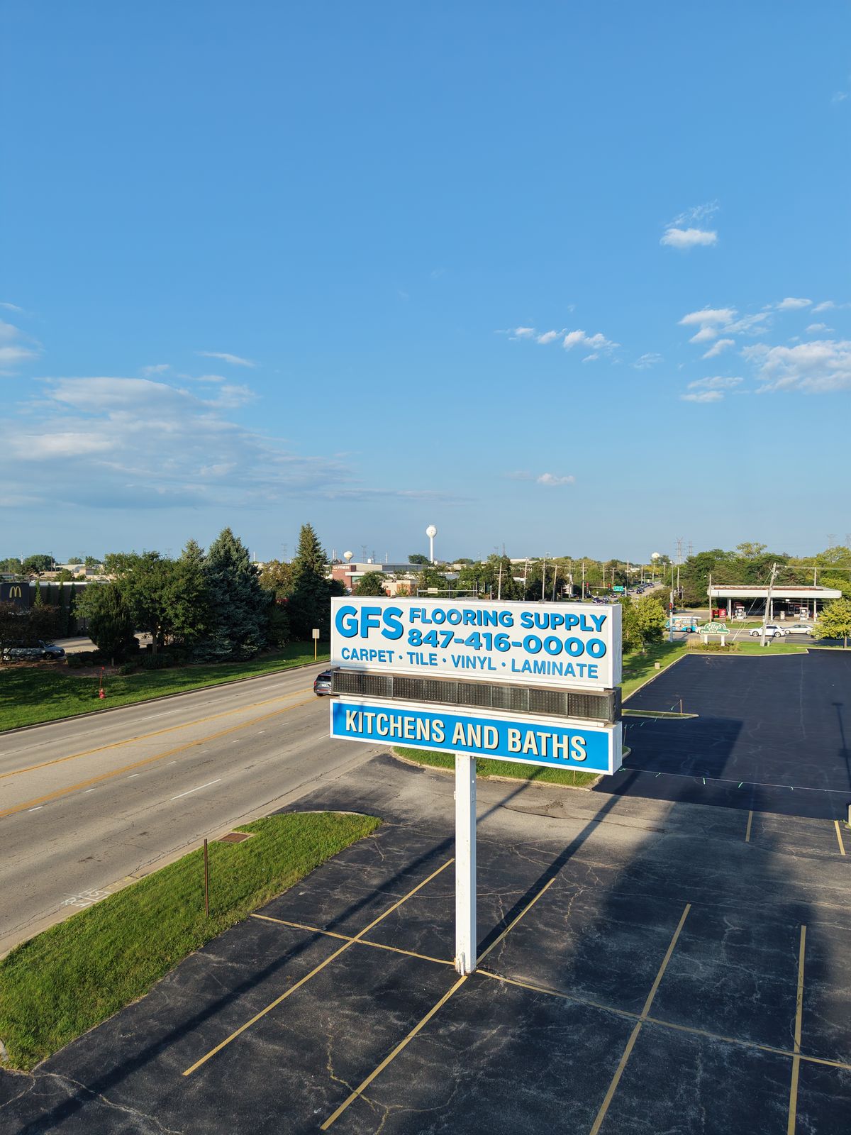 GFS Flooring Supply sign from above