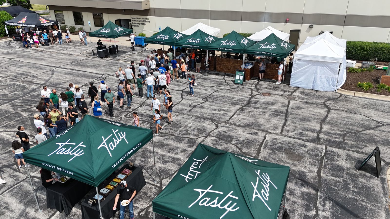 Tasty Catering tents and crowd from above