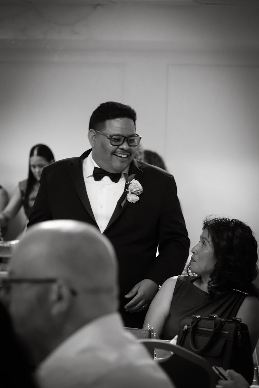 Groom laughing